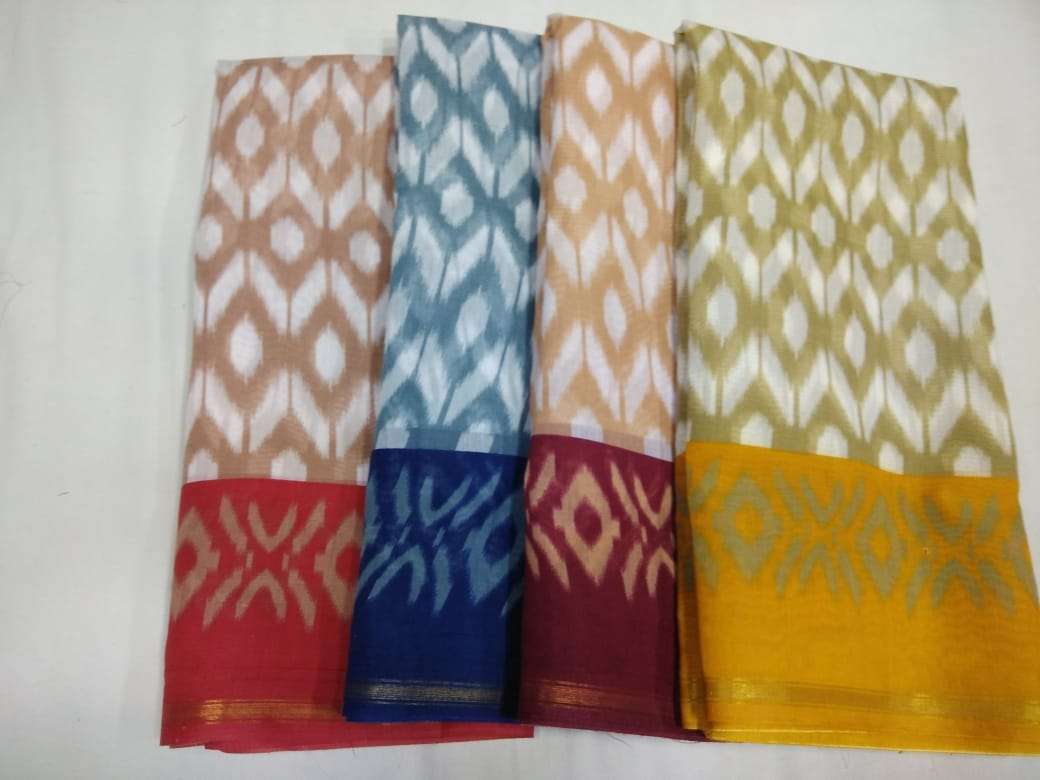cotton chanderi border with blouse saree non catalog formal wear