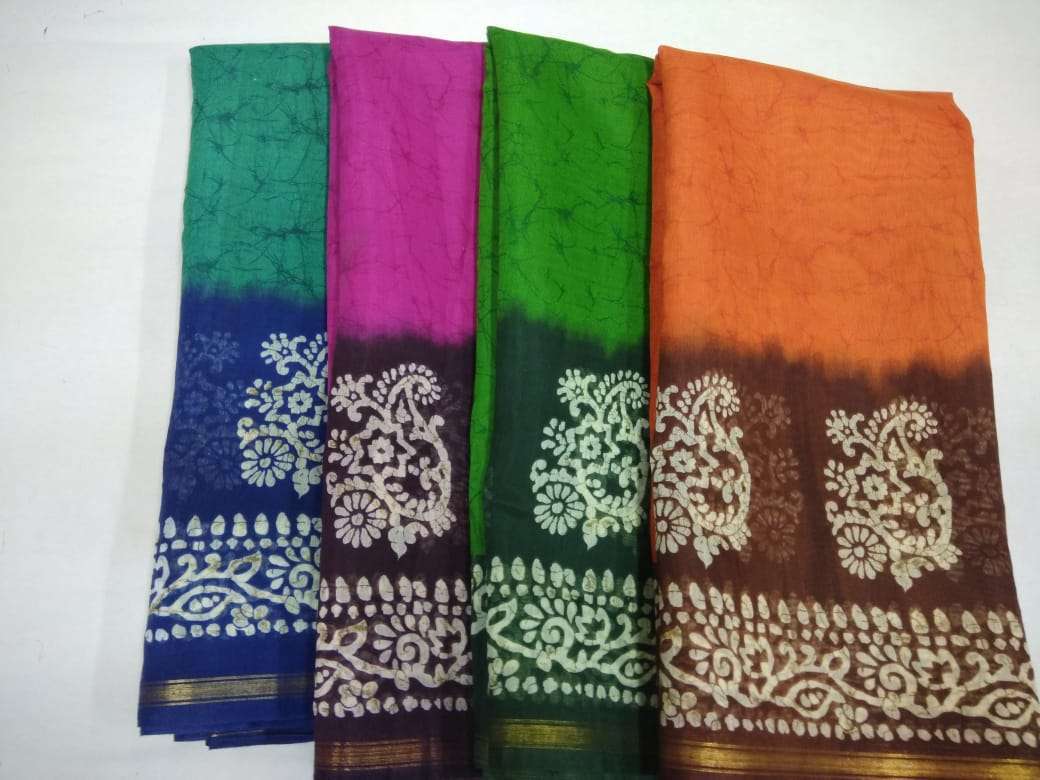 cotton chanderi border with blouse saree non catalog formal wear