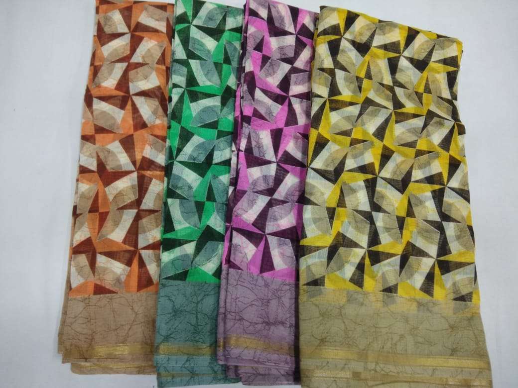 cotton chanderi border with blouse saree non catalog formal wear