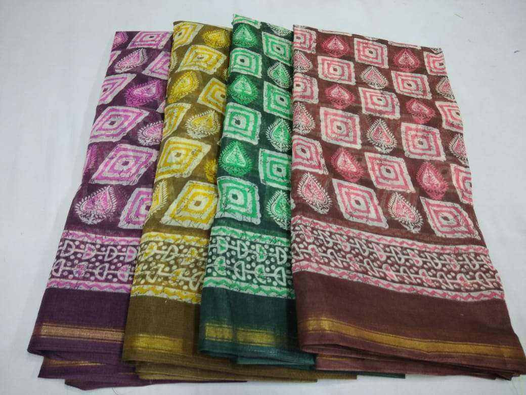 cotton chanderi border with blouse saree non catalog formal wear