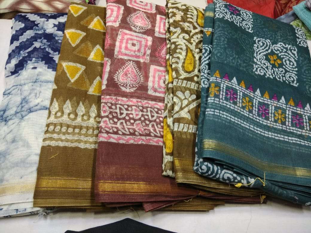cotton chanderi border with blouse saree non catalog formal wear