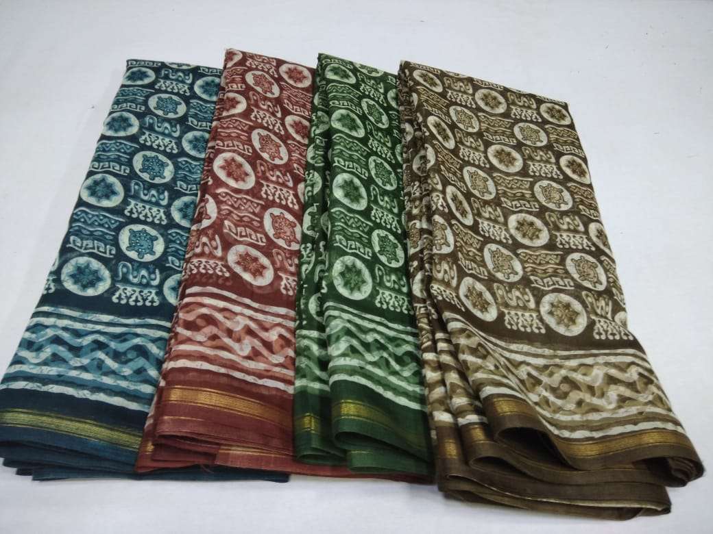 cotton chanderi border with blouse saree non catalog formal wear