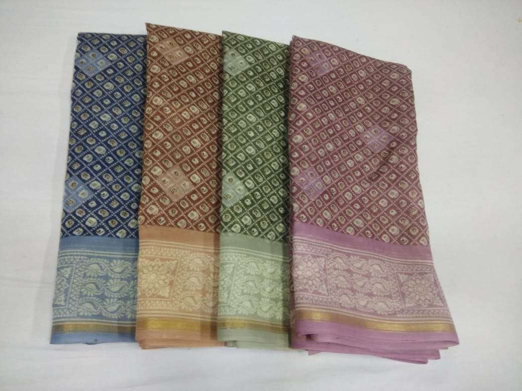 cotton chanderi border with blouse saree non catalog formal wear