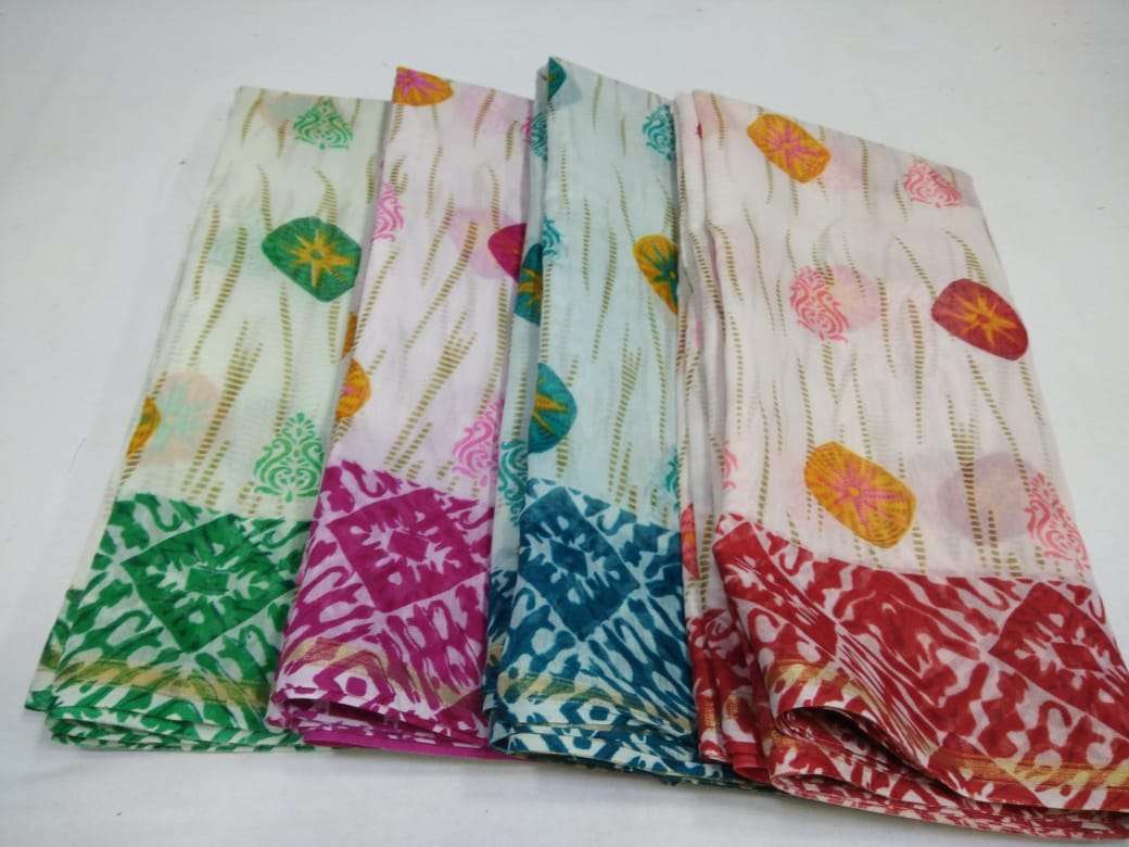cotton chanderi border with blouse saree non catalog formal wear