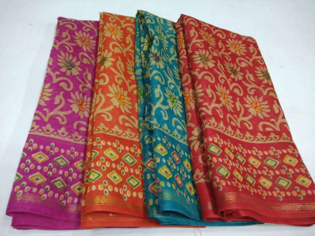 cotton chanderi border with blouse saree non catalog formal wear