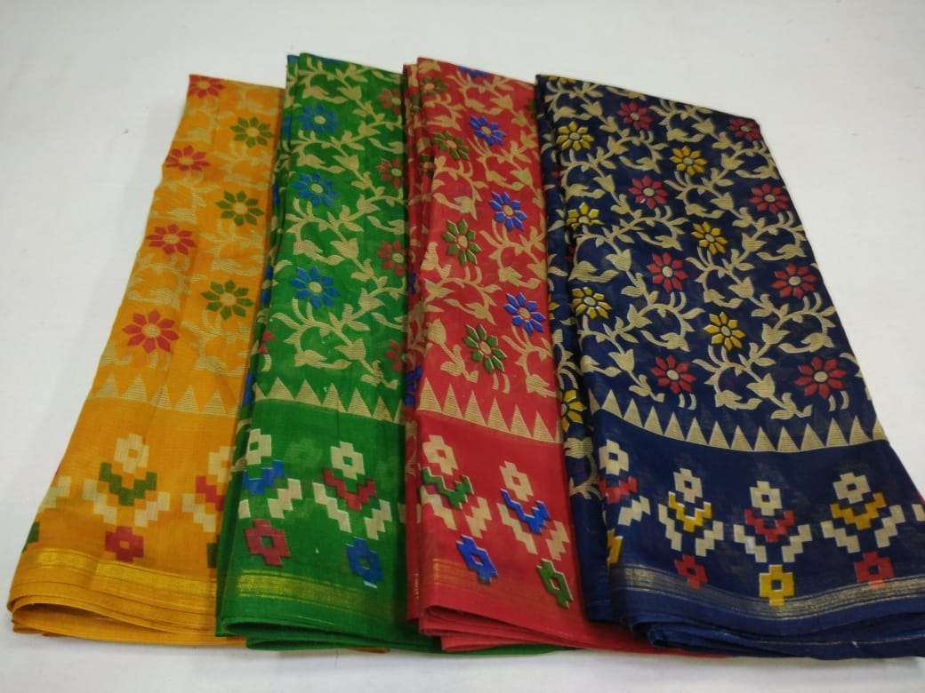 cotton chanderi border with blouse saree non catalog formal wear