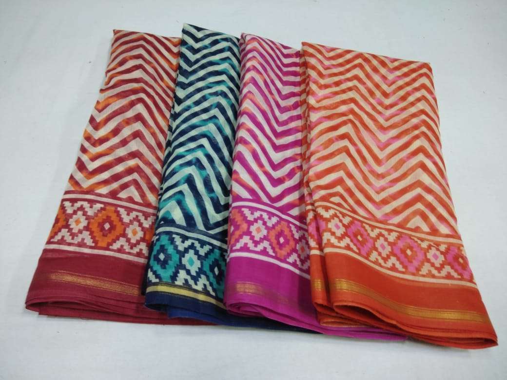 cotton chanderi border with blouse saree non catalog formal wear