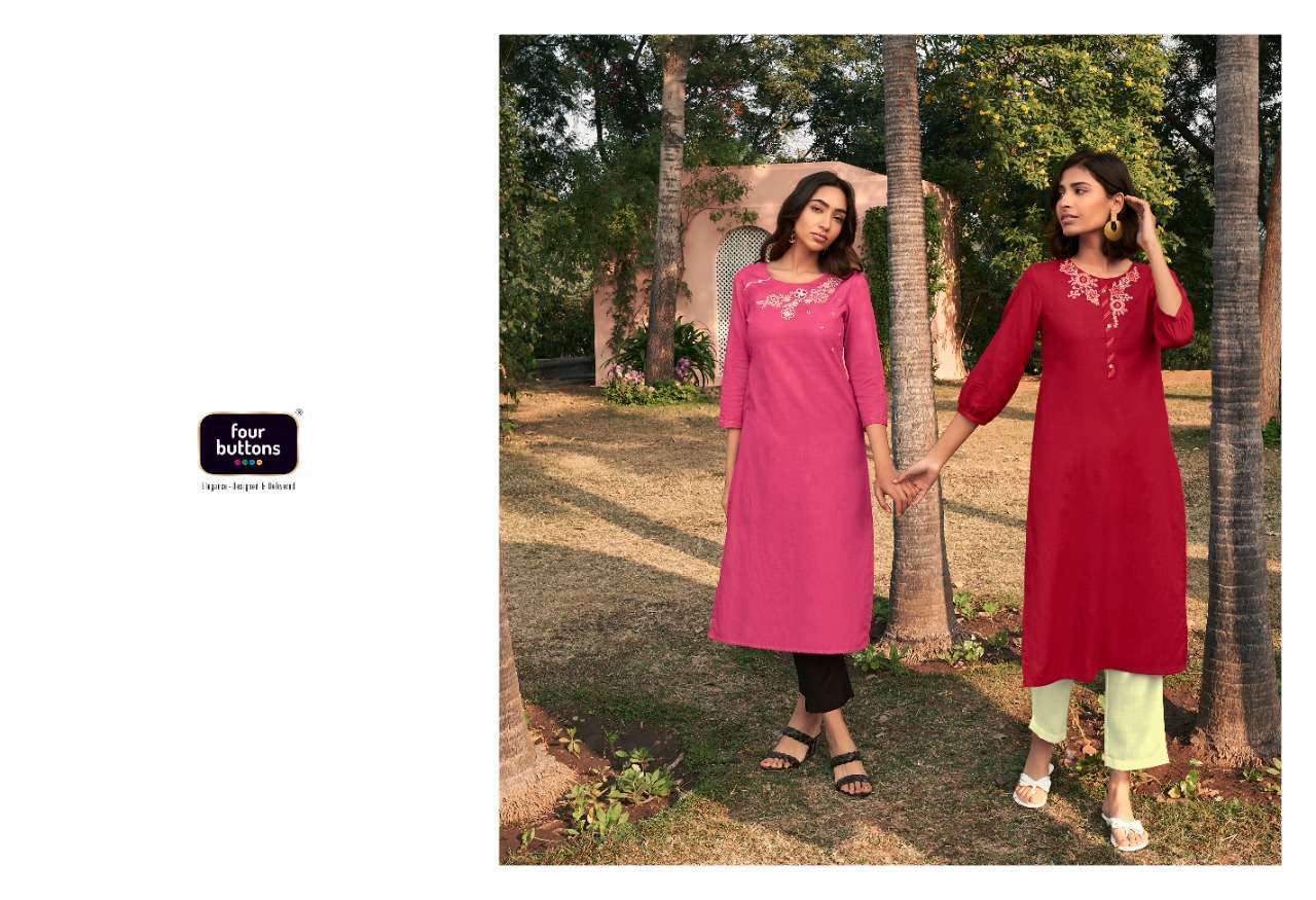 four buttons colors-14 series 2081-2087 heavy cotton kurti 