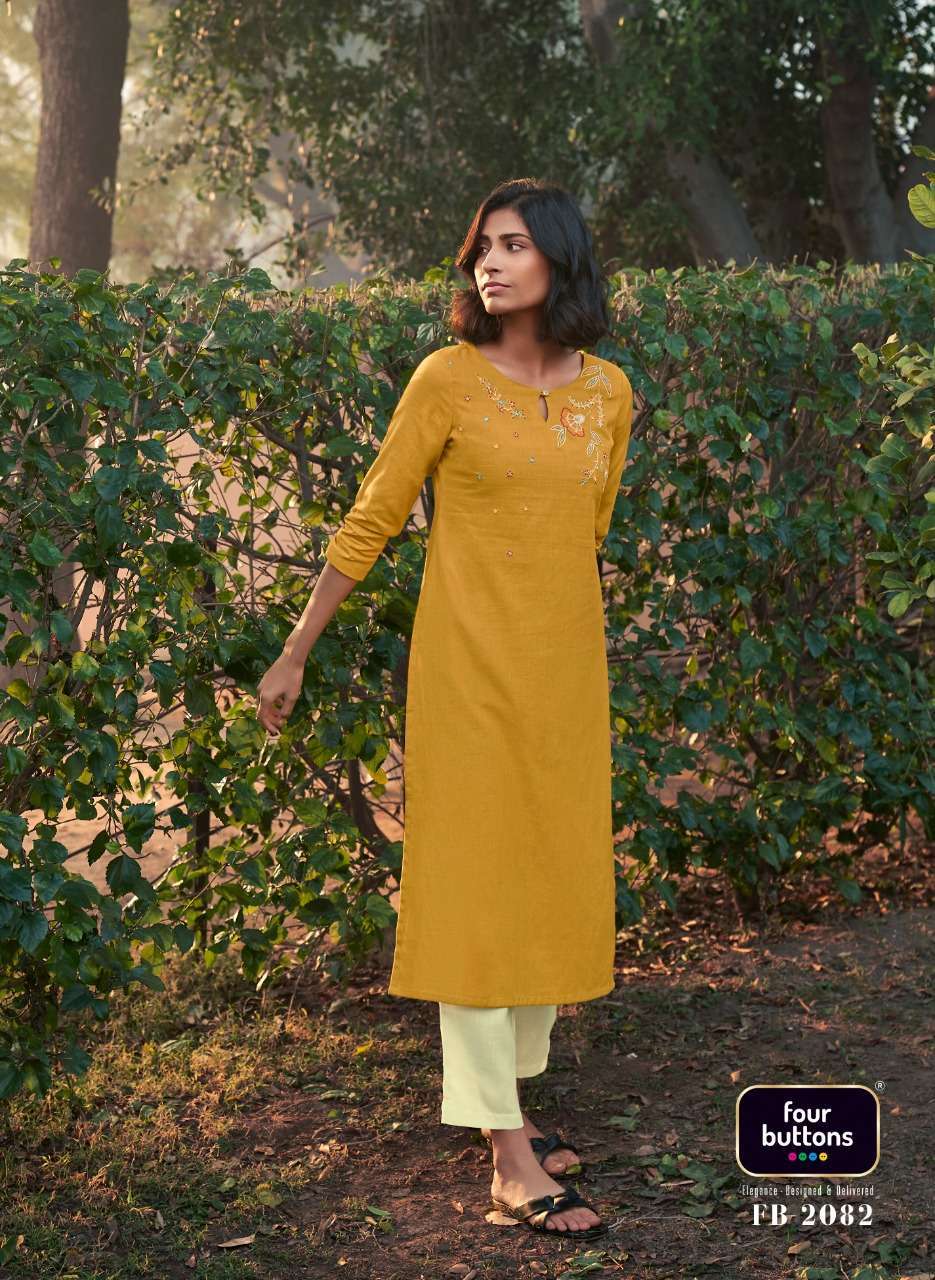 four buttons colors-14 series 2081-2087 heavy cotton kurti 