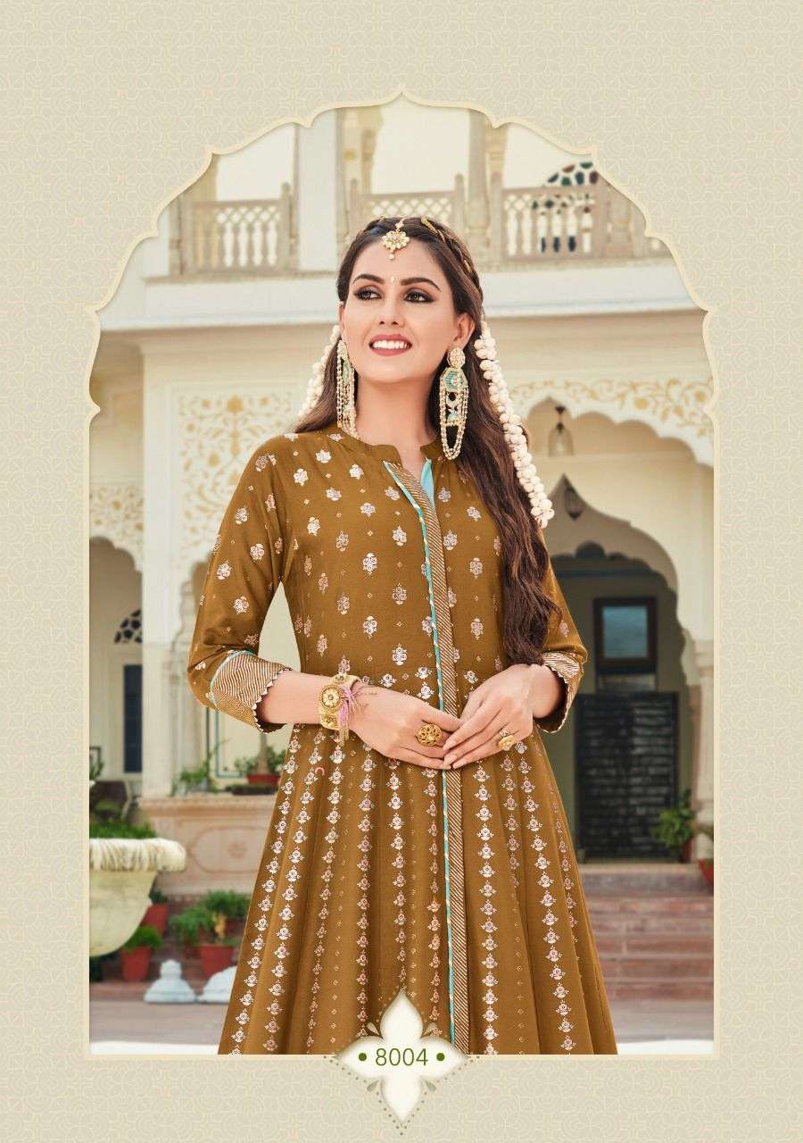 kajal style fashion colorbar vol 8 series 8001-8008 heavy rayon kurti