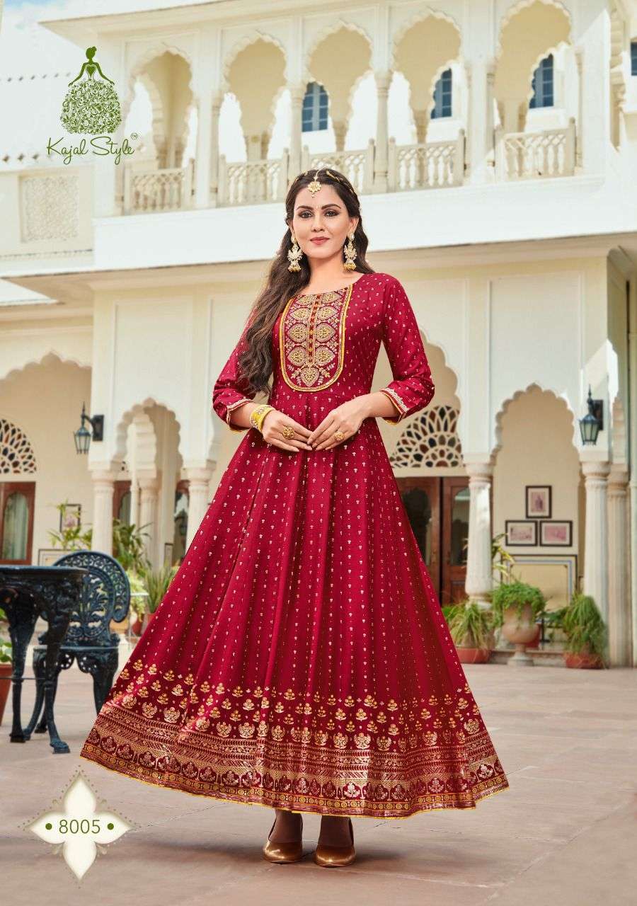 kajal style fashion colorbar vol 8 series 8001-8008 heavy rayon kurti