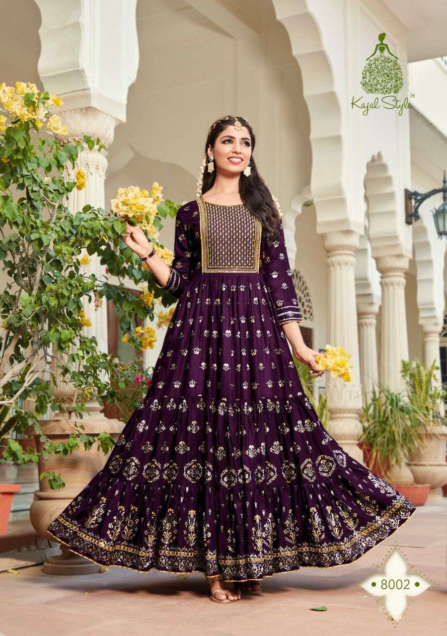 kajal style fashion colorbar vol 8 series 8001-8008 heavy rayon kurti