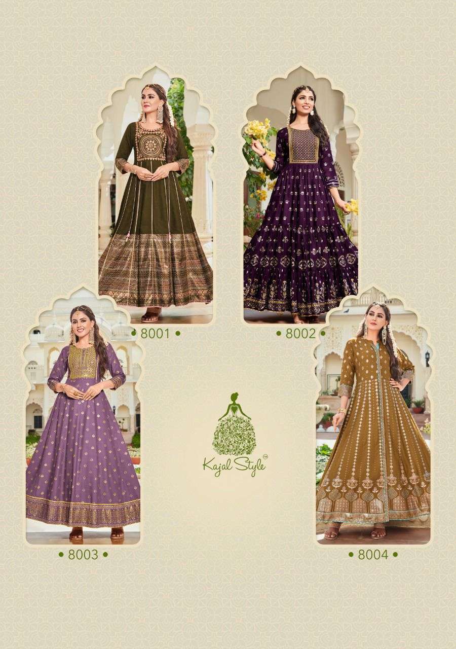 kajal style fashion colorbar vol 8 series 8001-8008 heavy rayon kurti