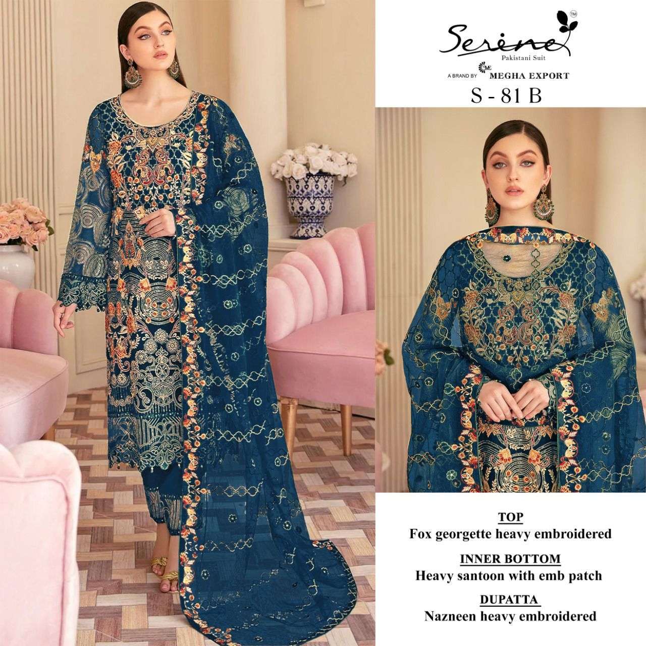 serene S-81 faux georgette heavy embroidereed suit 