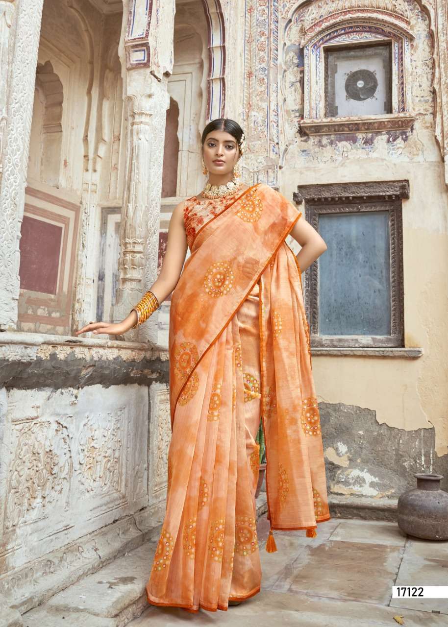 Buy Rajnandini Sarees for Women Orange Silk Kanjivaram Traditional Saree  With Unstitched Blouse Online at desertcartINDIA