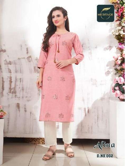 heritage alina series 001-006 rayon slub kurti 