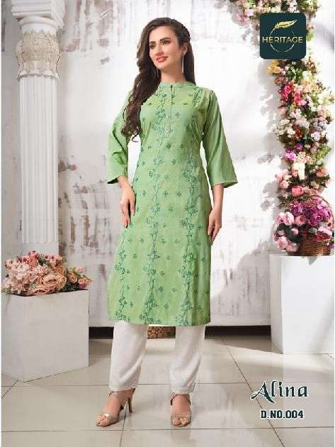 heritage alina series 001-006 rayon slub kurti 