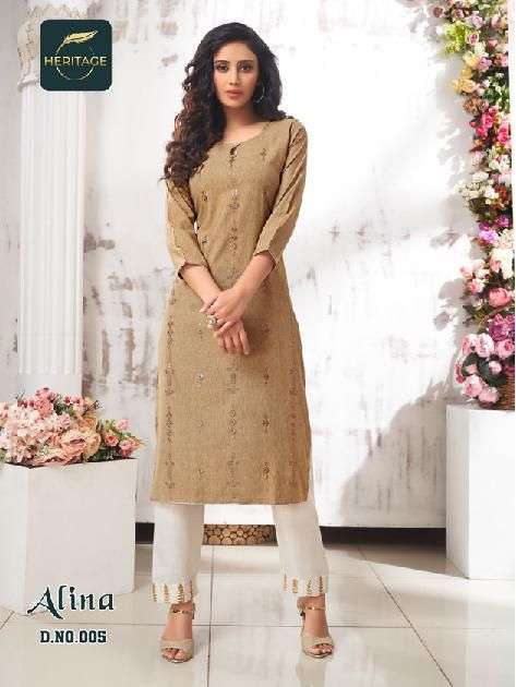 heritage alina series 001-006 rayon slub kurti 