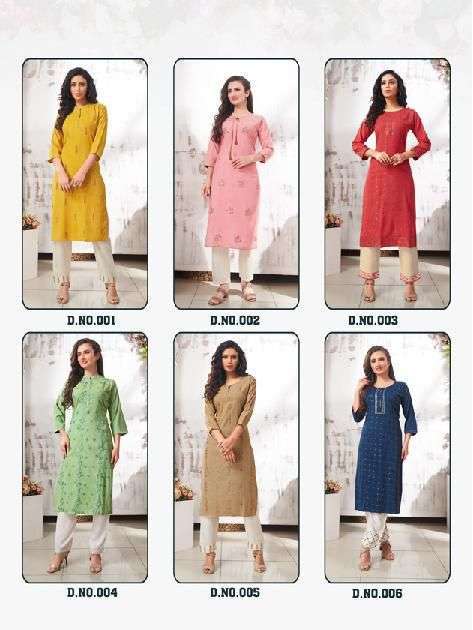 heritage alina series 001-006 rayon slub kurti 