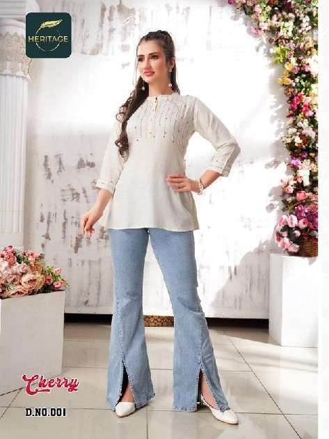 heritage cherry series 001-006 rayon slub kurti 