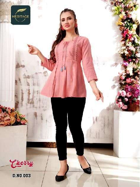 heritage cherry series 001-006 rayon slub kurti 