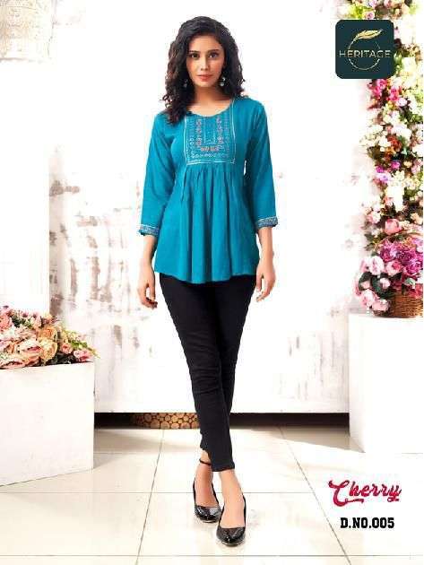 heritage cherry series 001-006 rayon slub kurti 