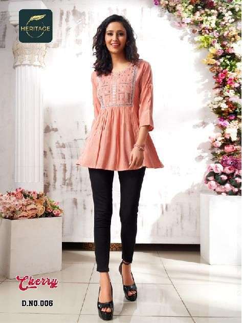 heritage cherry series 001-006 rayon slub kurti 