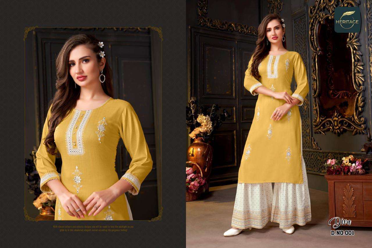 heritage diva series 001-005 rayon slub kurti