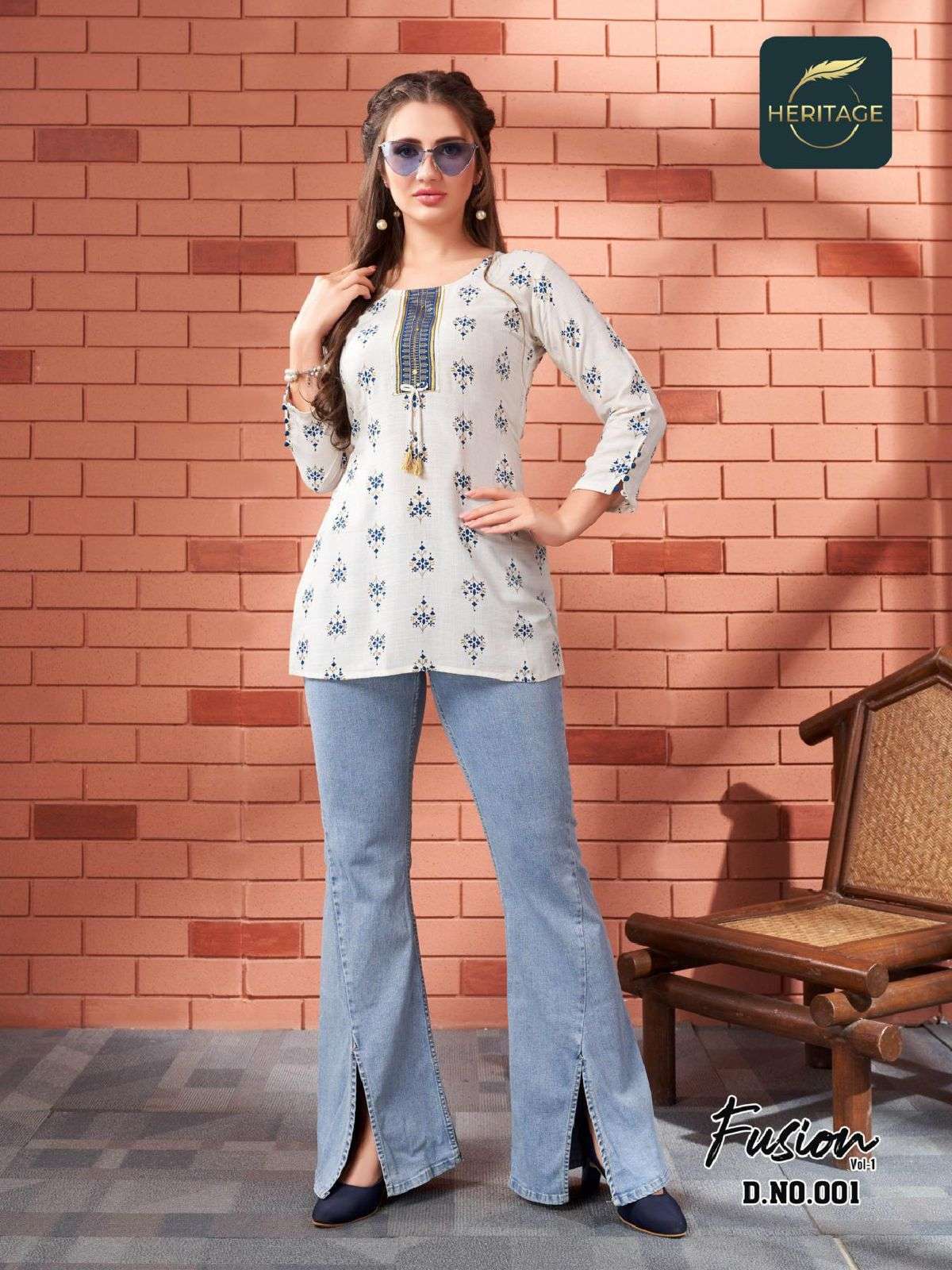 heritage fusion series 001-006 rayon slub kurti
