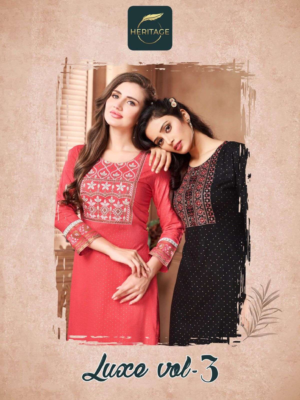 heritage luxe vol 3 series 001-006 rayon slub kurti 