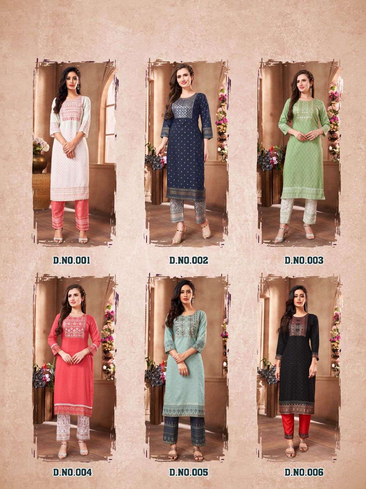 heritage luxe vol 3 series 001-006 rayon slub kurti 