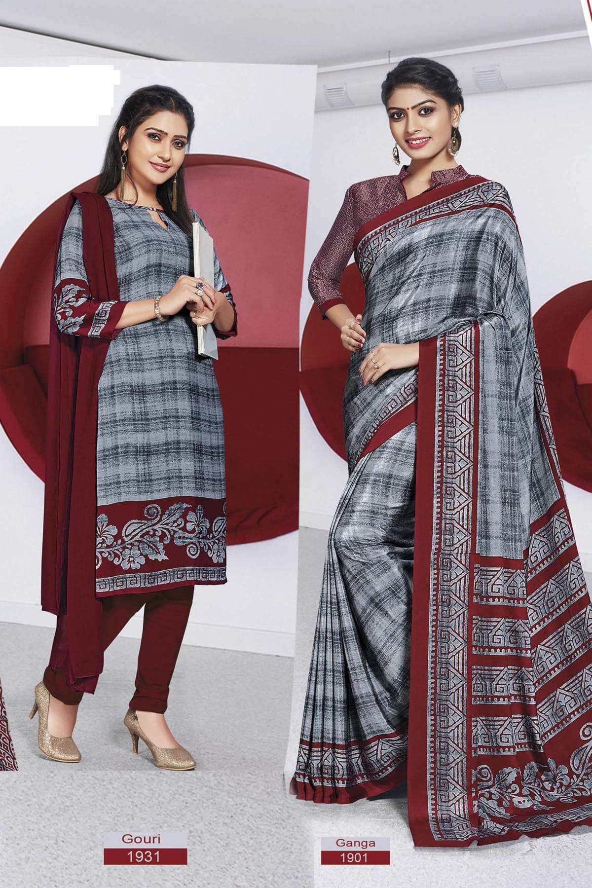 Unstitched Gender: Women Corporate Uniform Sarees And Salwar Kameez Combo,  6.3 m (With Blouse Piece) at Rs 1300 in Surat