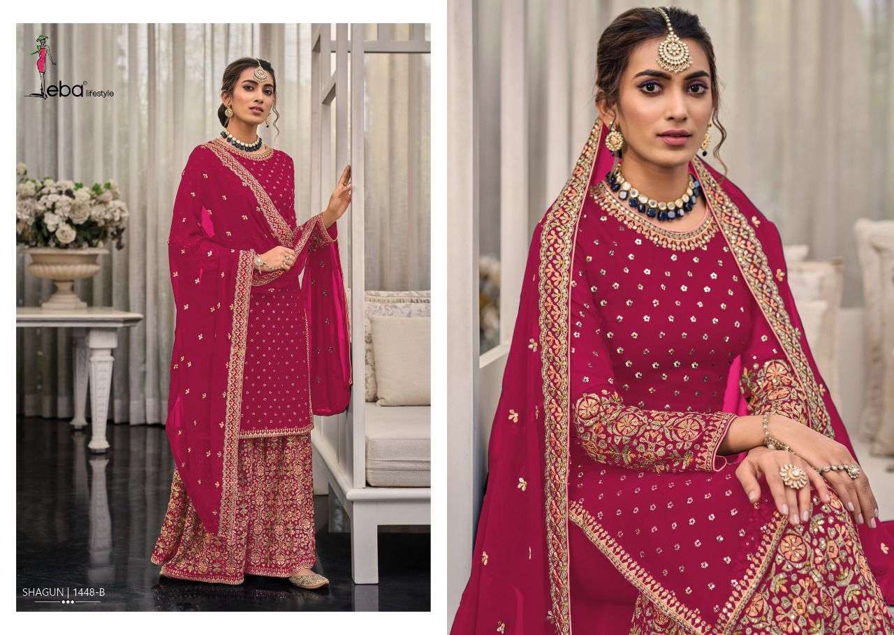 eba lifestyle shagun color edition series 1446 georgette suit