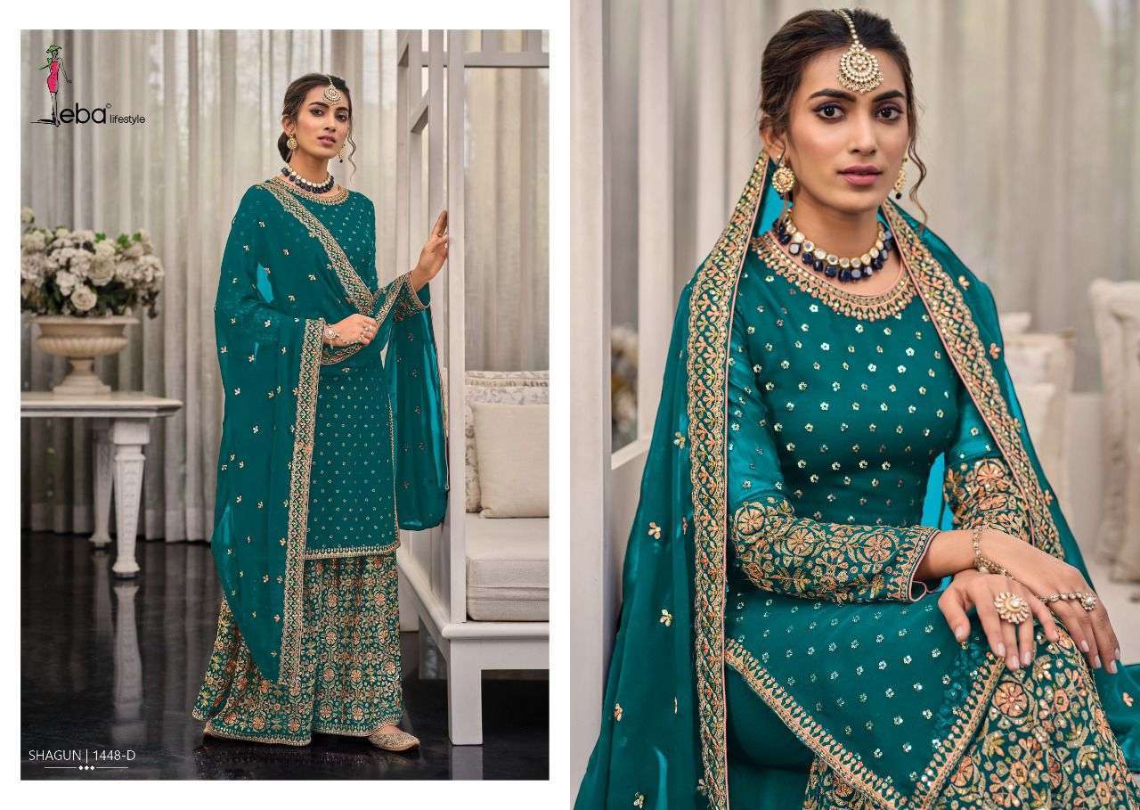 eba lifestyle shagun color edition series 1446 georgette suit
