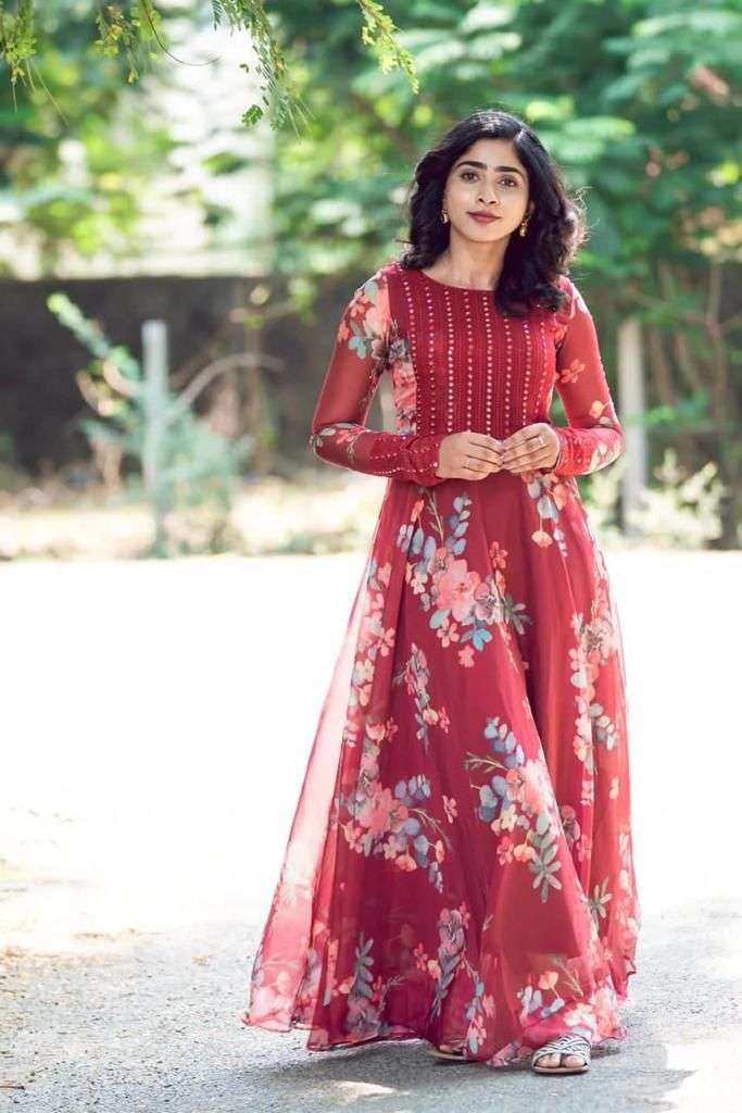 Mirrors n Florals designer faux georgette kurti 