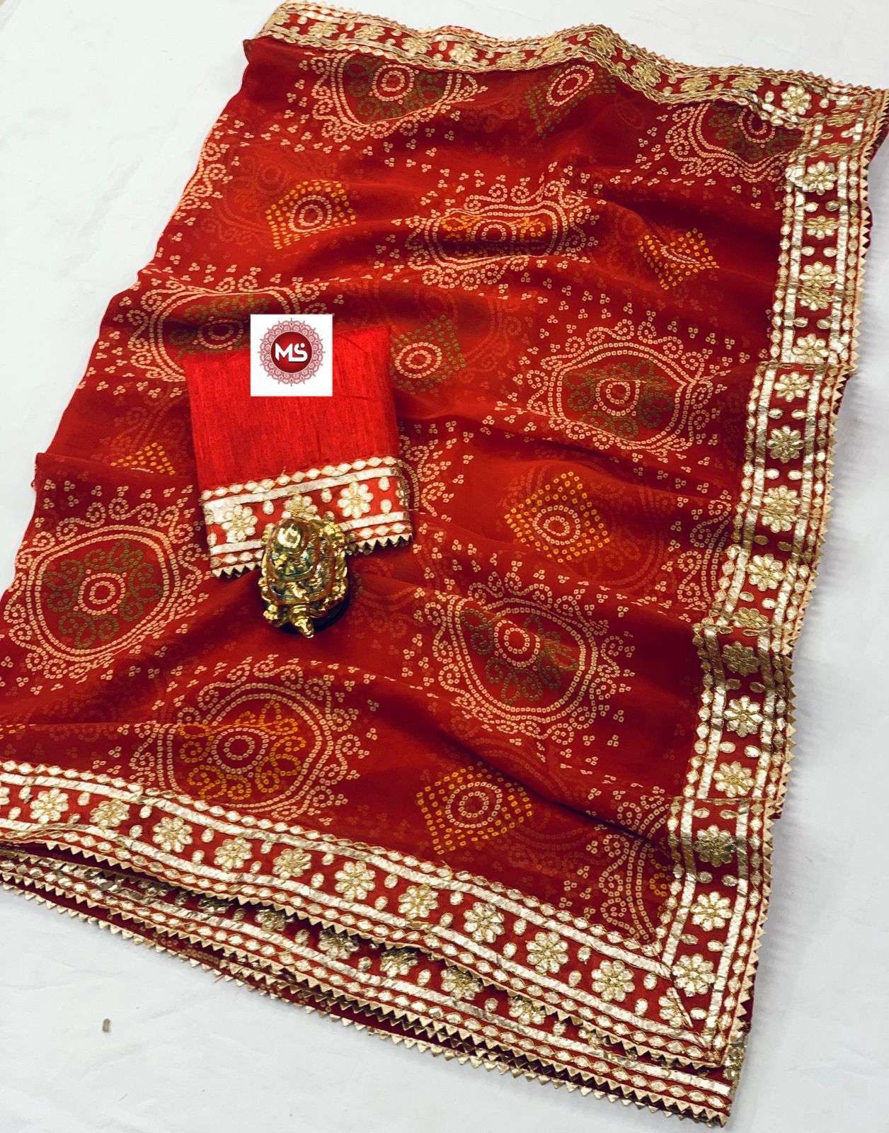 ms brand gota patti georgette saree 
