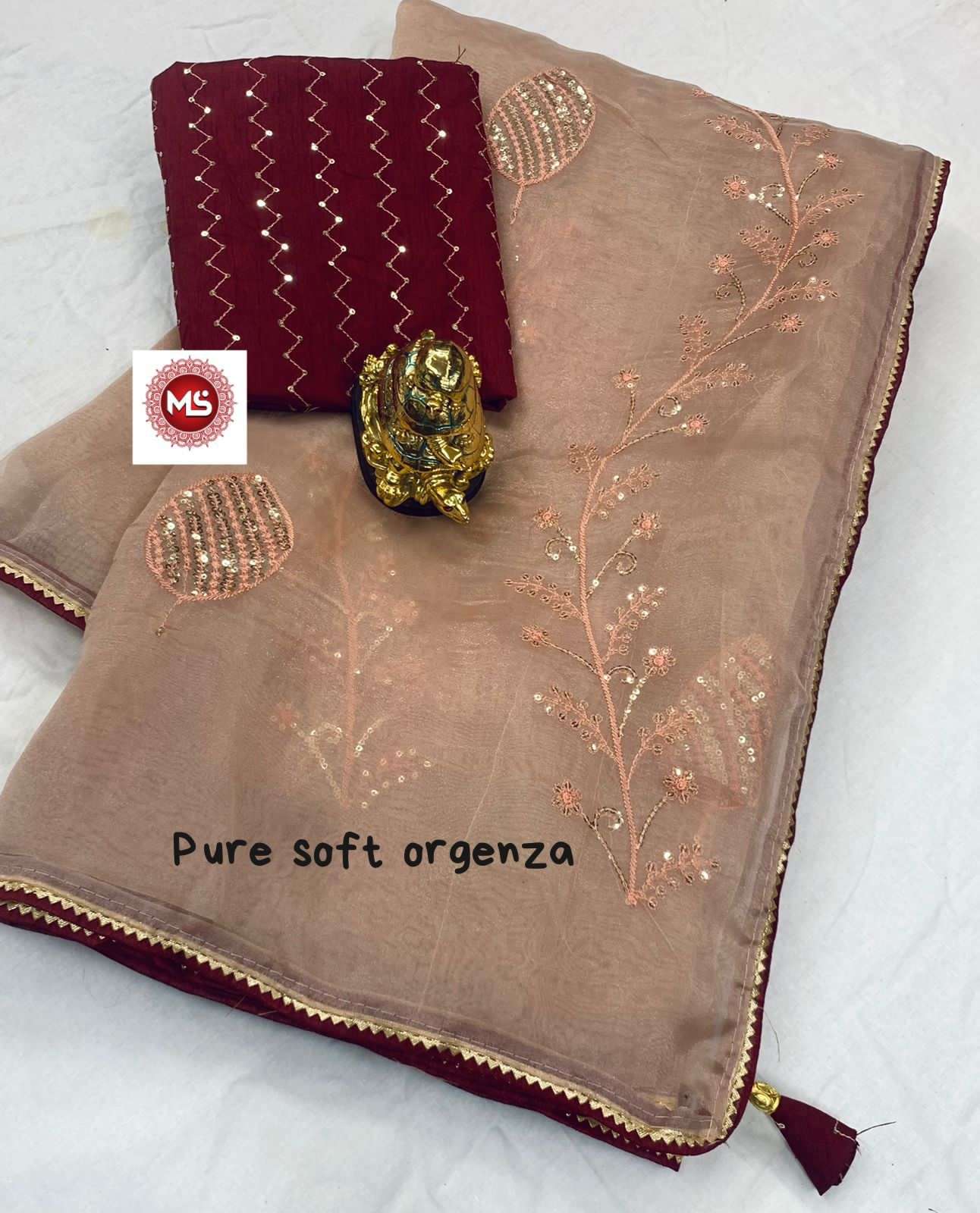 ms brand pure soft organza silk saree