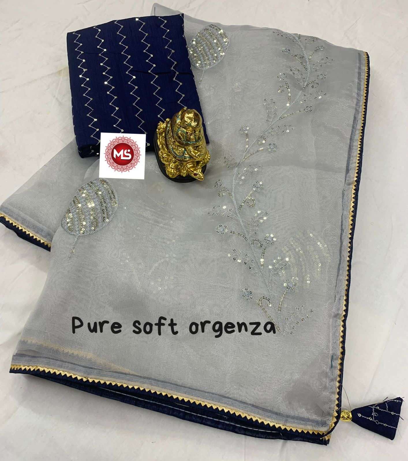 ms brand pure soft organza silk saree