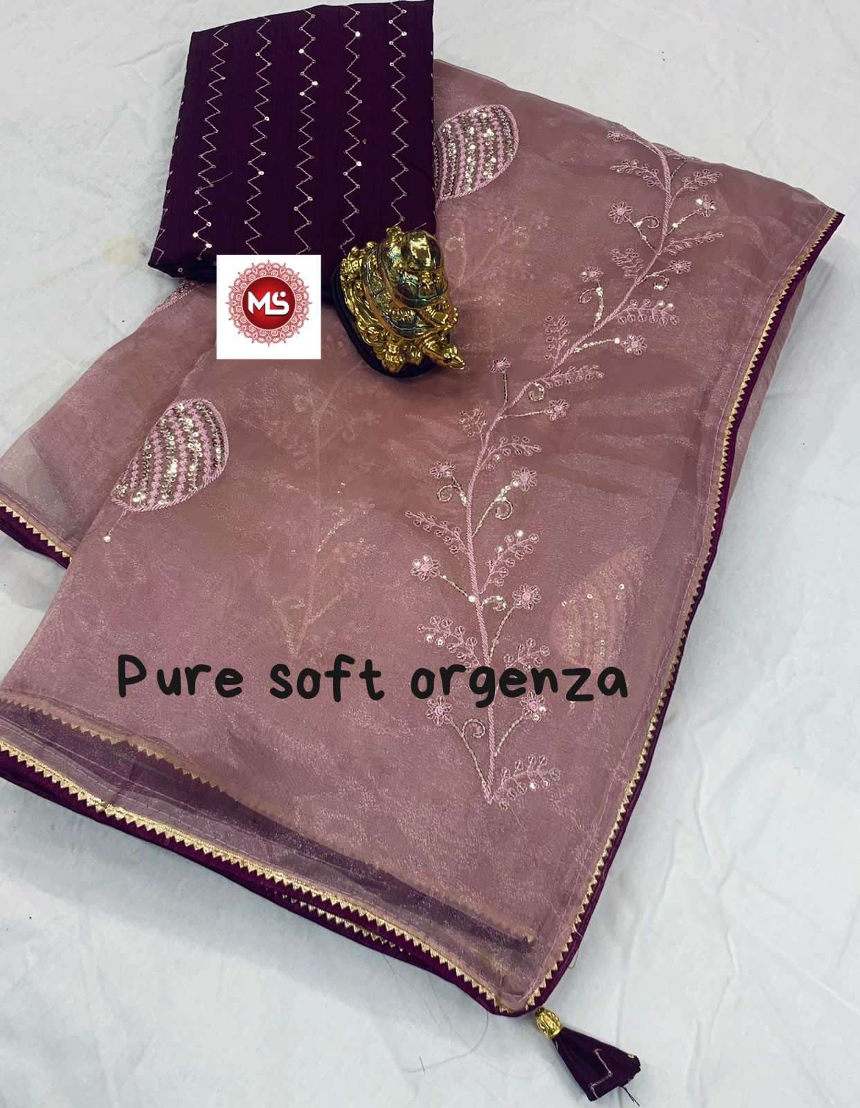 ms brand pure soft organza silk saree