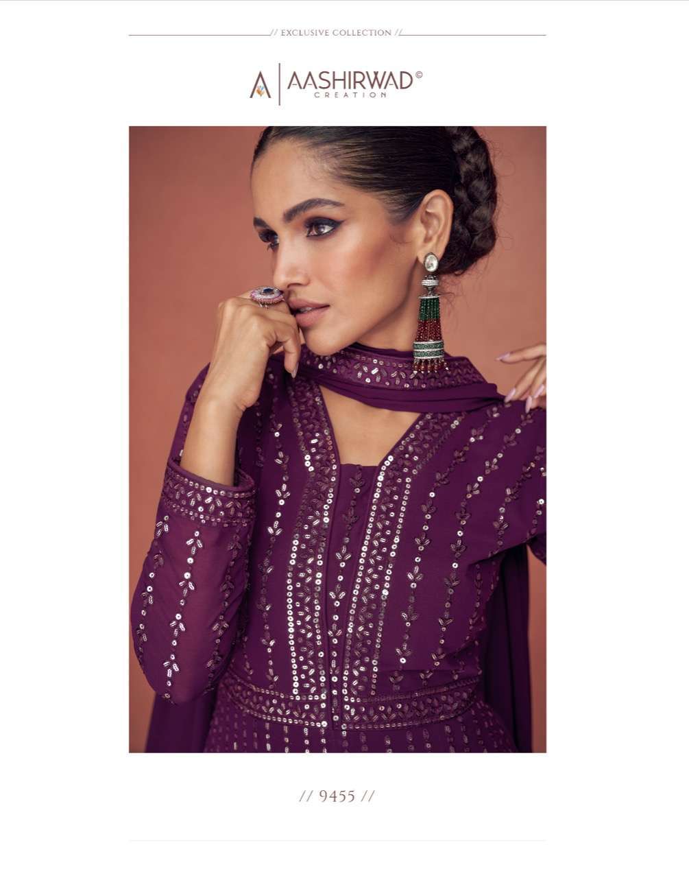 aashirwad season colors series 9455-9459 real georgette suit 