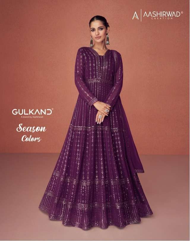 aashirwad season colors series 9455-9459 real georgette suit 