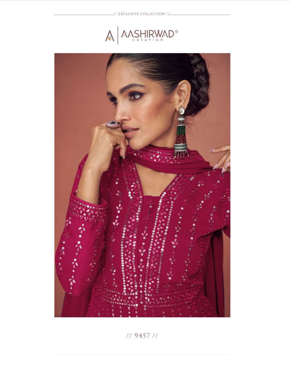aashirwad season colors series 9455-9459 real georgette suit 