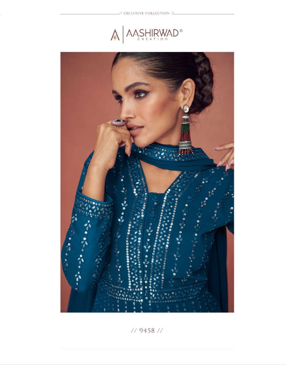 aashirwad season colors series 9455-9459 real georgette suit 