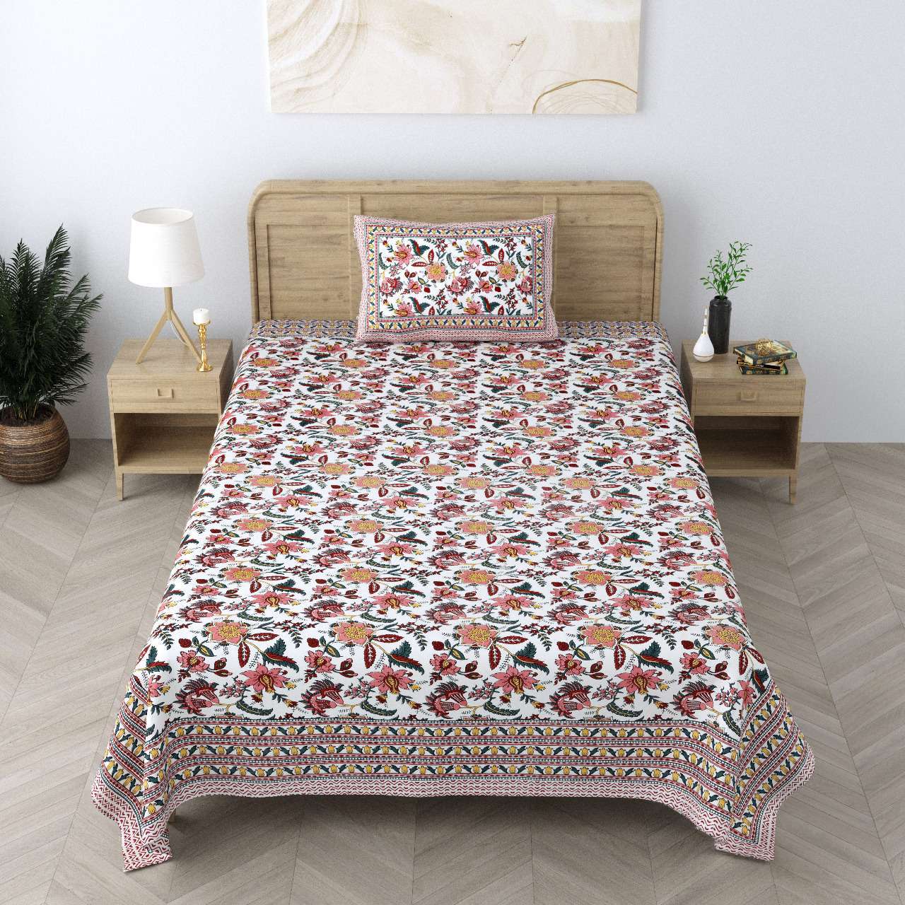 pr Heritage Jaipuri Single Bedsheet Pure South Autoloom Cotton