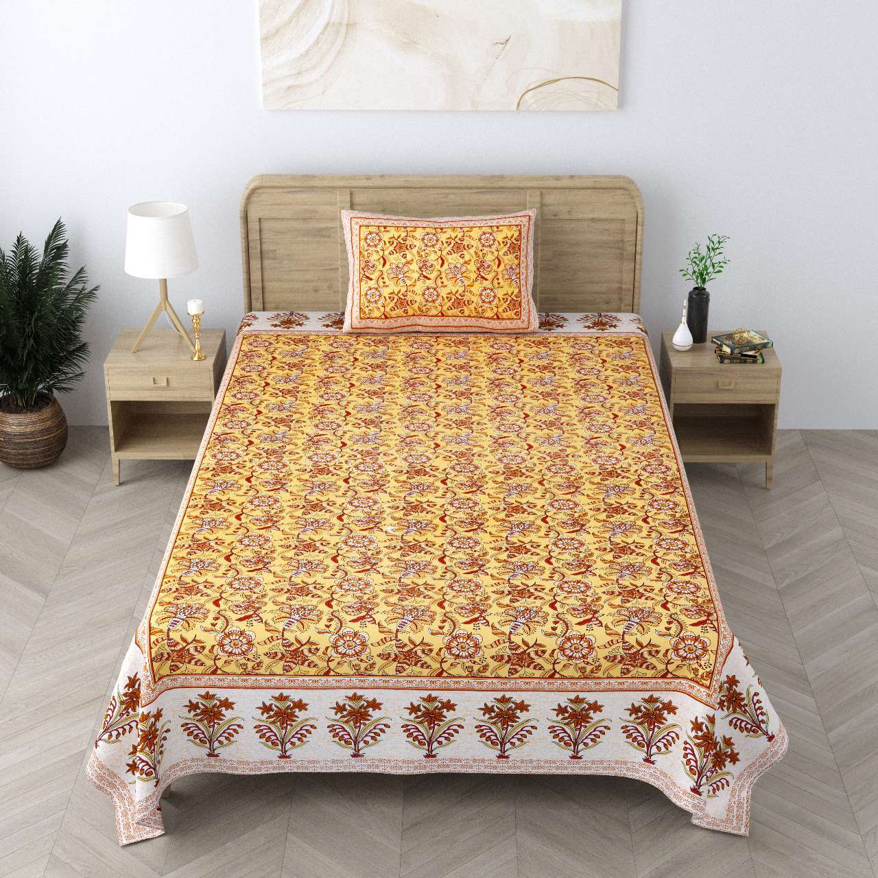 pr Heritage Jaipuri Single Bedsheet Pure South Autoloom Cotton