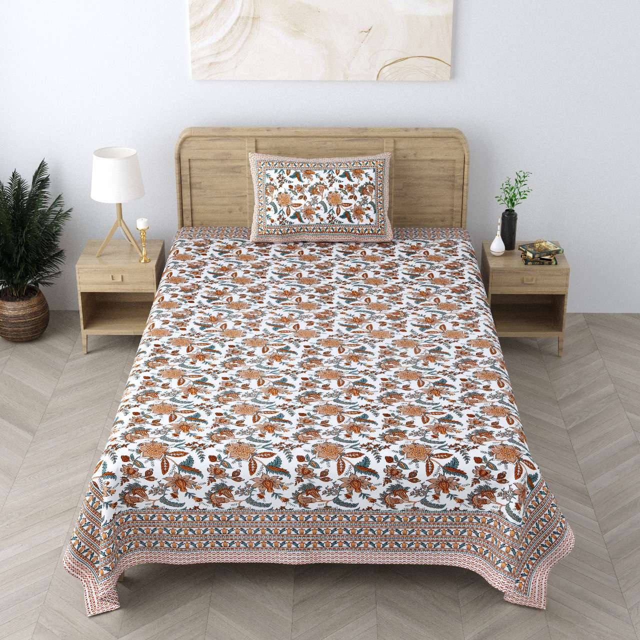 pr Heritage Jaipuri Single Bedsheet Pure South Autoloom Cotton
