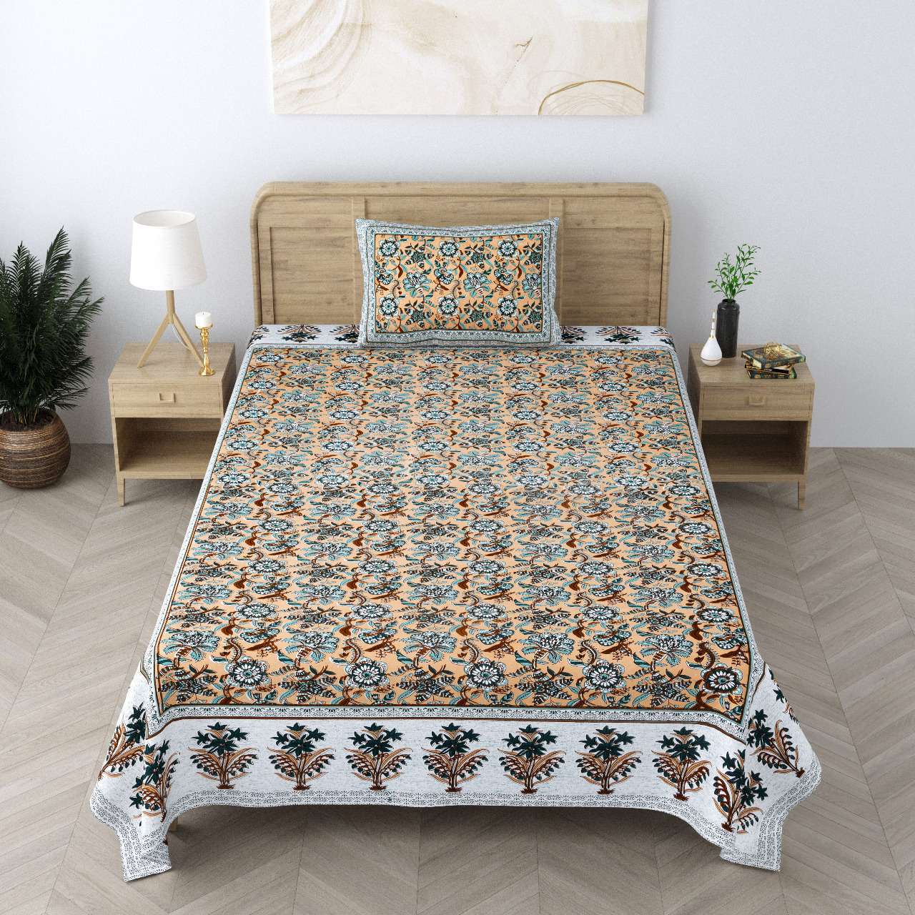 pr Heritage Jaipuri Single Bedsheet Pure South Autoloom Cotton
