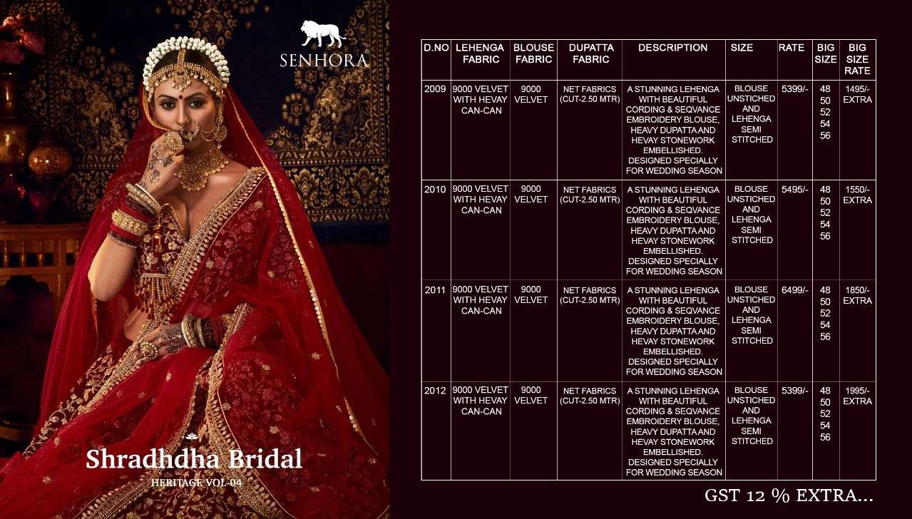 Senhora heritage vol 4 designer fancy lehenga 