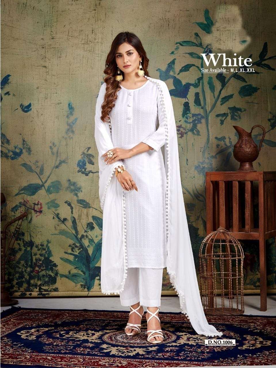 White Rayon Readymade Pant Style Suit 204929