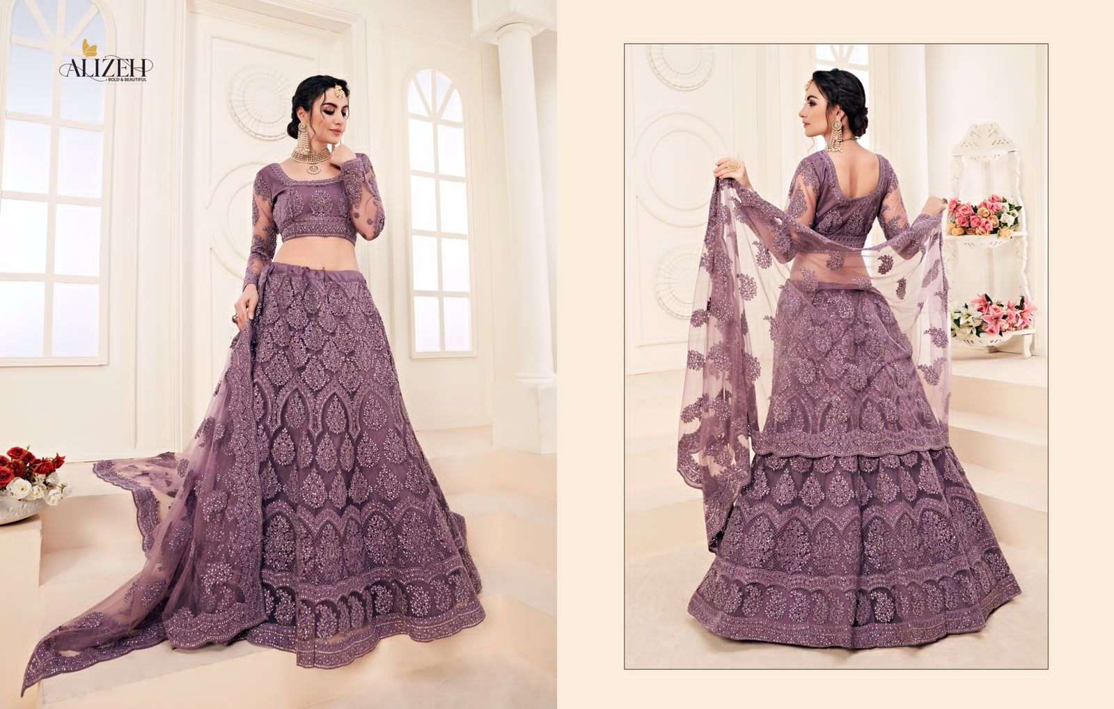 alizeh bridal heritage 1002-B designer butterfly net lehenga 